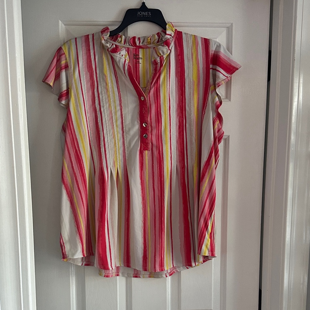 Kim Rogers Vibrant Striped Blouse - Red, Yellow, White